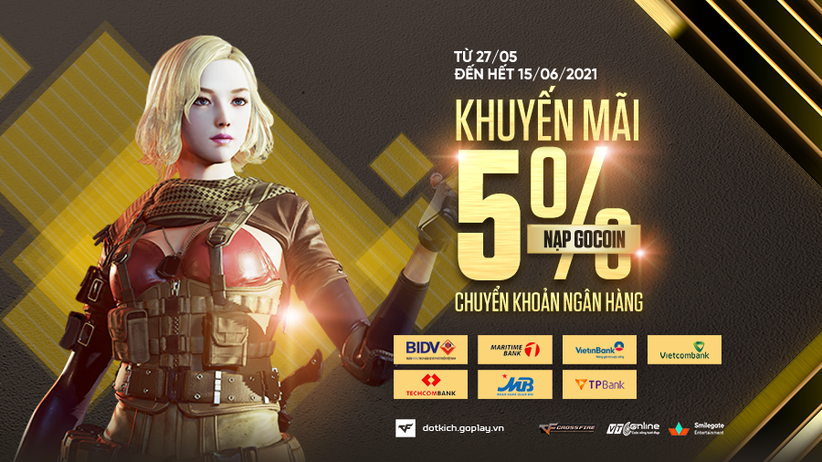 [THÔNG BÁO] KHUYẾN MÃI 5% NẠP GOCOIN QUA HÌNH THỨC CHUYỂN KHOẢN NGÂN HÀNG