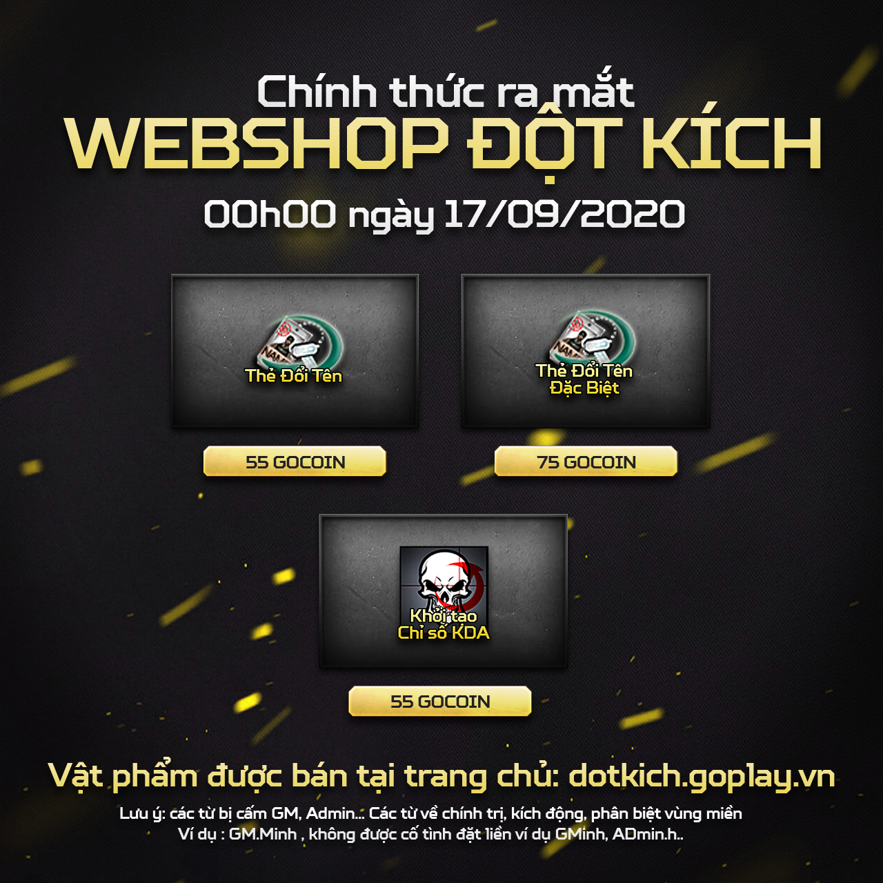 [UPDATE] CẬP NHẬT THẺ ĐỔI TÊN VIP TRÊN WEBSHOP VÀ 2 QCMM MỚI GIẢM GIÁ TỚI 20% TRÊN INGAME SHOP
